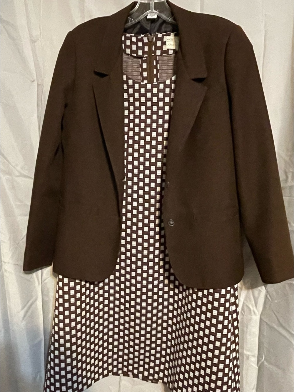 Women's Brown Single-Button Blazer Jacket and Dress Vintage JC Penney Size 10